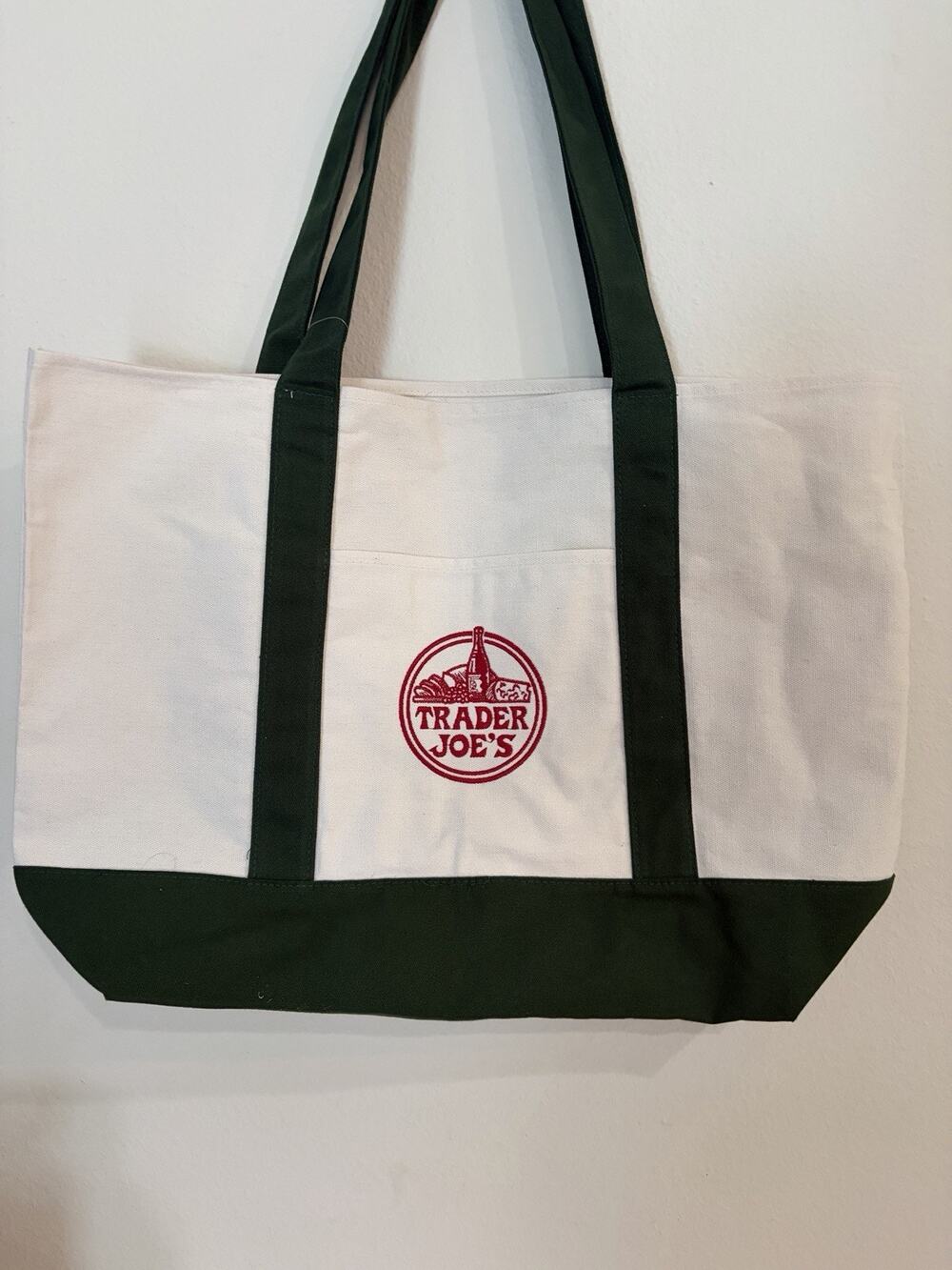 Trader Joe’s Canvas Tote Shopping Bag - LARGE GREEN - NEW with TAGS 0226